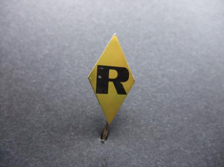 R onbekend logo goudkleurig